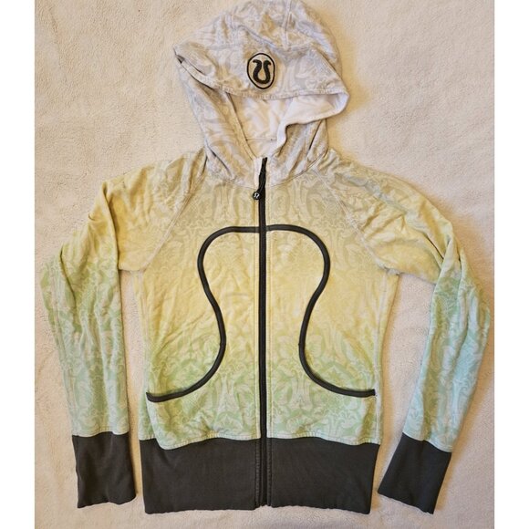 Lululemon Jacket Adult 4 Yellow-green Ombre With Gray Trim Scuba Hoodie Womens - Picture 1 of 15